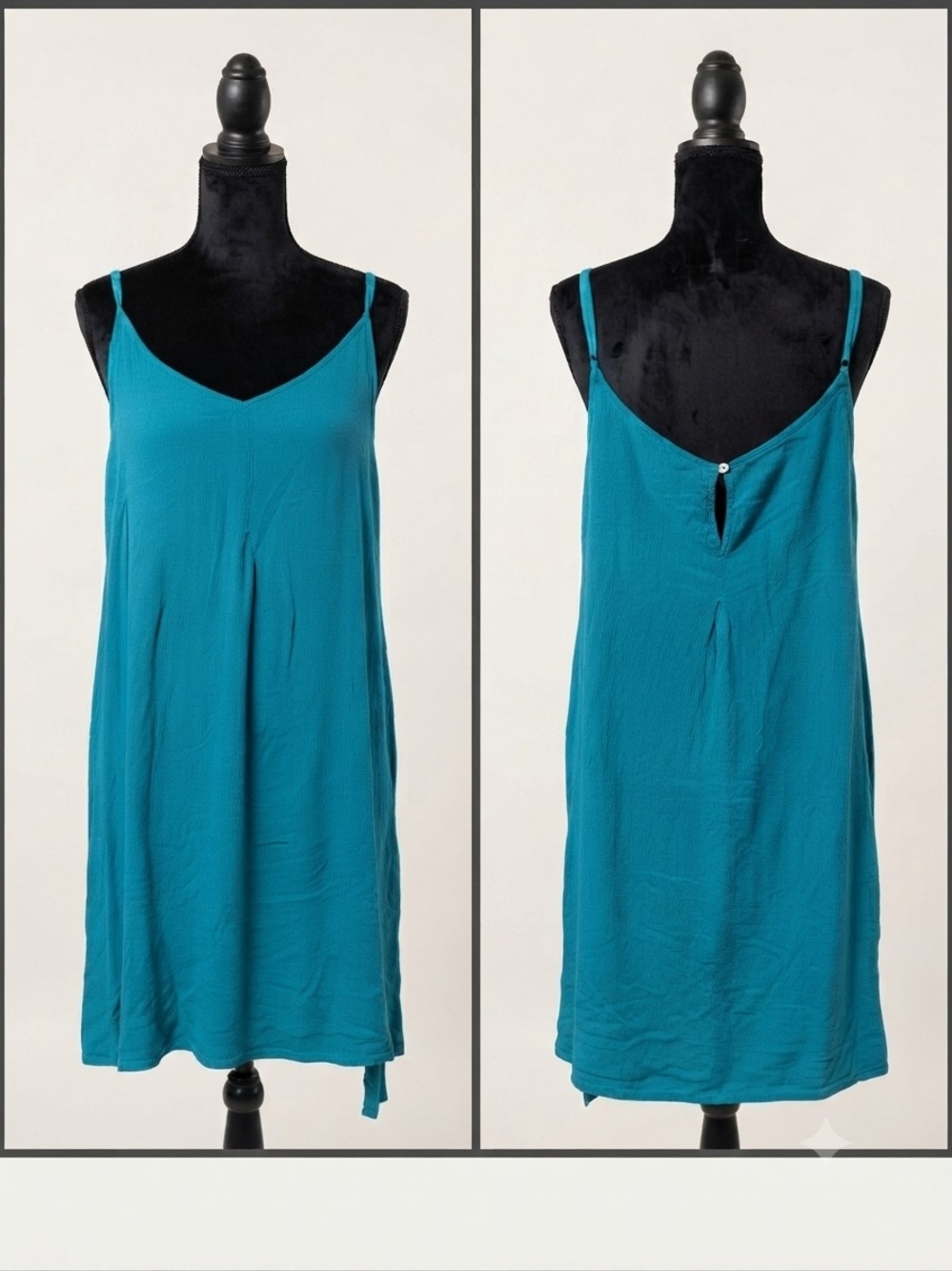 Roxy Teal V-Neck Slip Dress